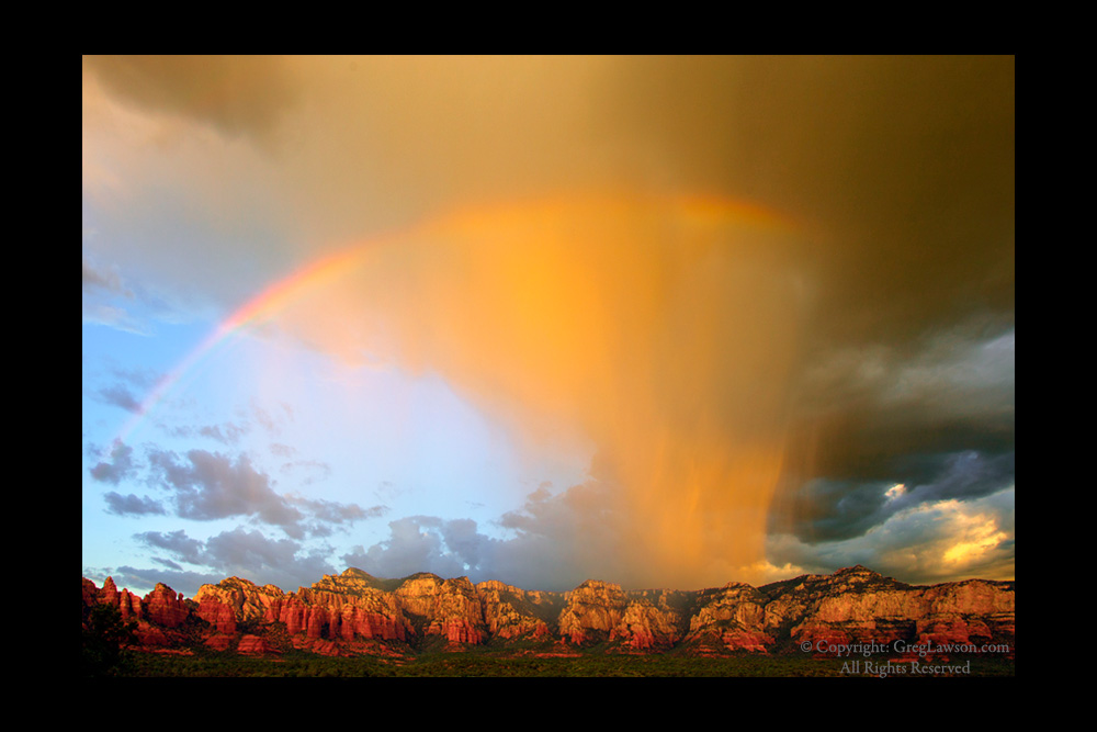 Sedona reds beneath a heavenly spectrum, Greg Lawson's Sedona photography art gallery