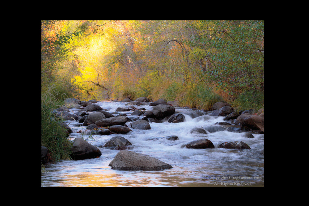 Sedona Oak Creek Incandescence - Sedona art gallery of photography - copyright Greg Lawson